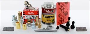 Wheel weights, valve stems, and tire repair supplies