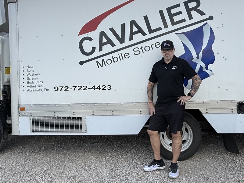 Dennis Dean, East Texas representative and area manager, with his Cavalier Mobile Store route truck